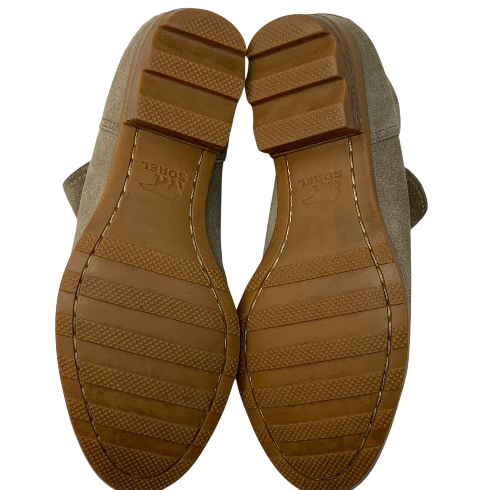 Sorel Lolla II Cut Out Bootie Beige Tan Camel Suede Pull On Ankle Boots Size 8