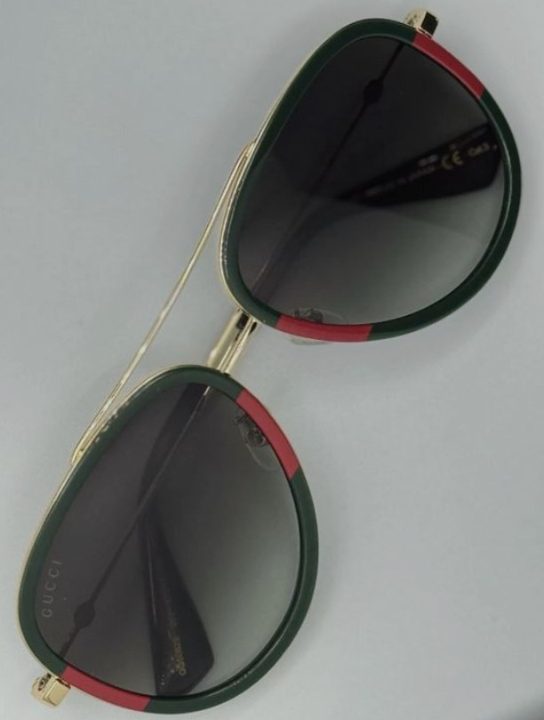 🔥 Gucci GG0062S Aviator Sunglasses Gold Frame Green Lens Unisex