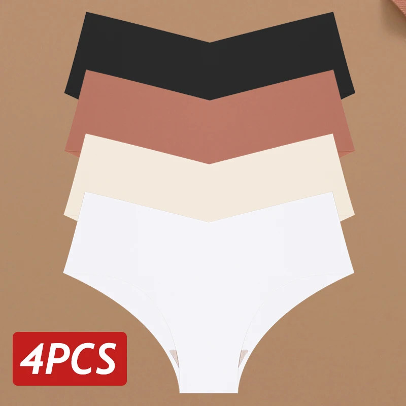 Low Rise Brief Panties Seamless Stretch Breathable Soft Comfortable Fit 4PCS