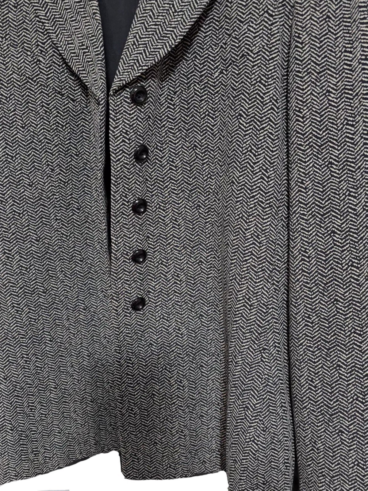VTG Kasper for ASL Tailored Fit 5 button Jacket Black & White Herringbone Sz 8