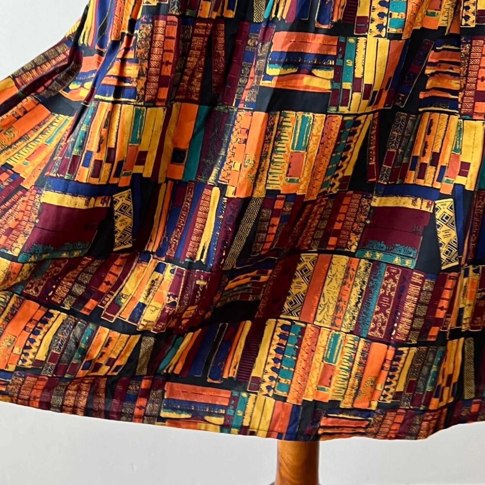 ModCloth Large Dress Cotton Retro Fall 50s Library Book Lover Pinup Fit Flare