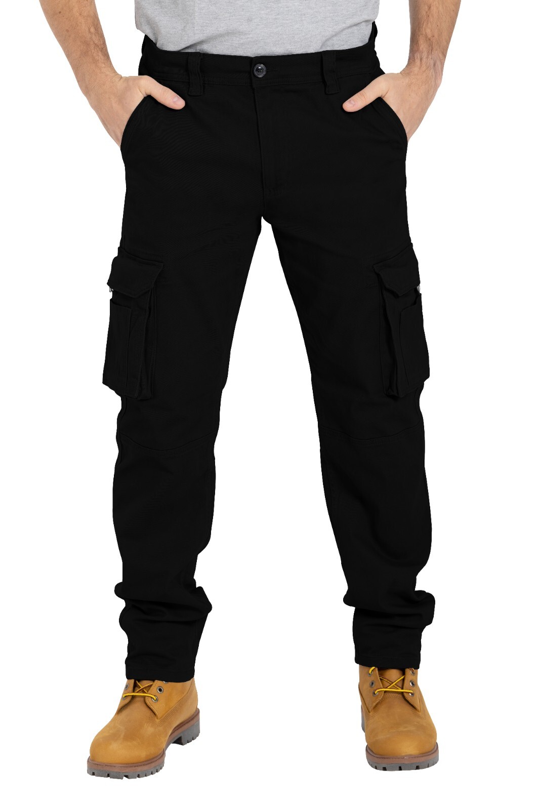 Men’s Heavy Duty Workwear Trouser Stretch Utility Pocket Flex Cargo Full Pants