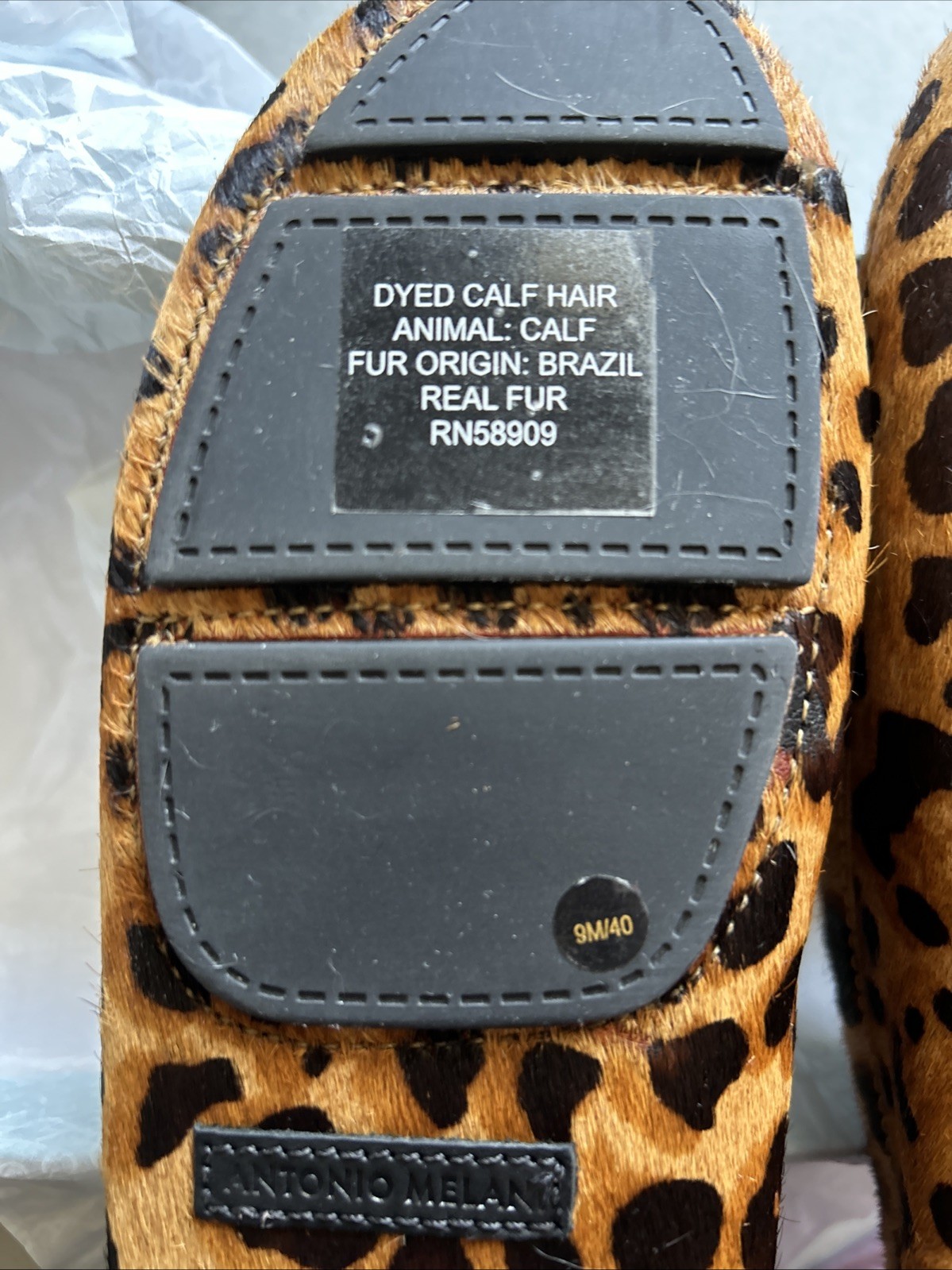 Antonio Melani Colbert Tan Multi Bovine Hair Leather Lining Flats 9 New In Box