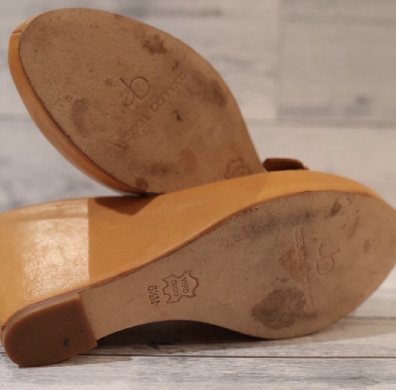 Jessica Bennett Leather Peep Toe Wedge Shoes 6.5 M