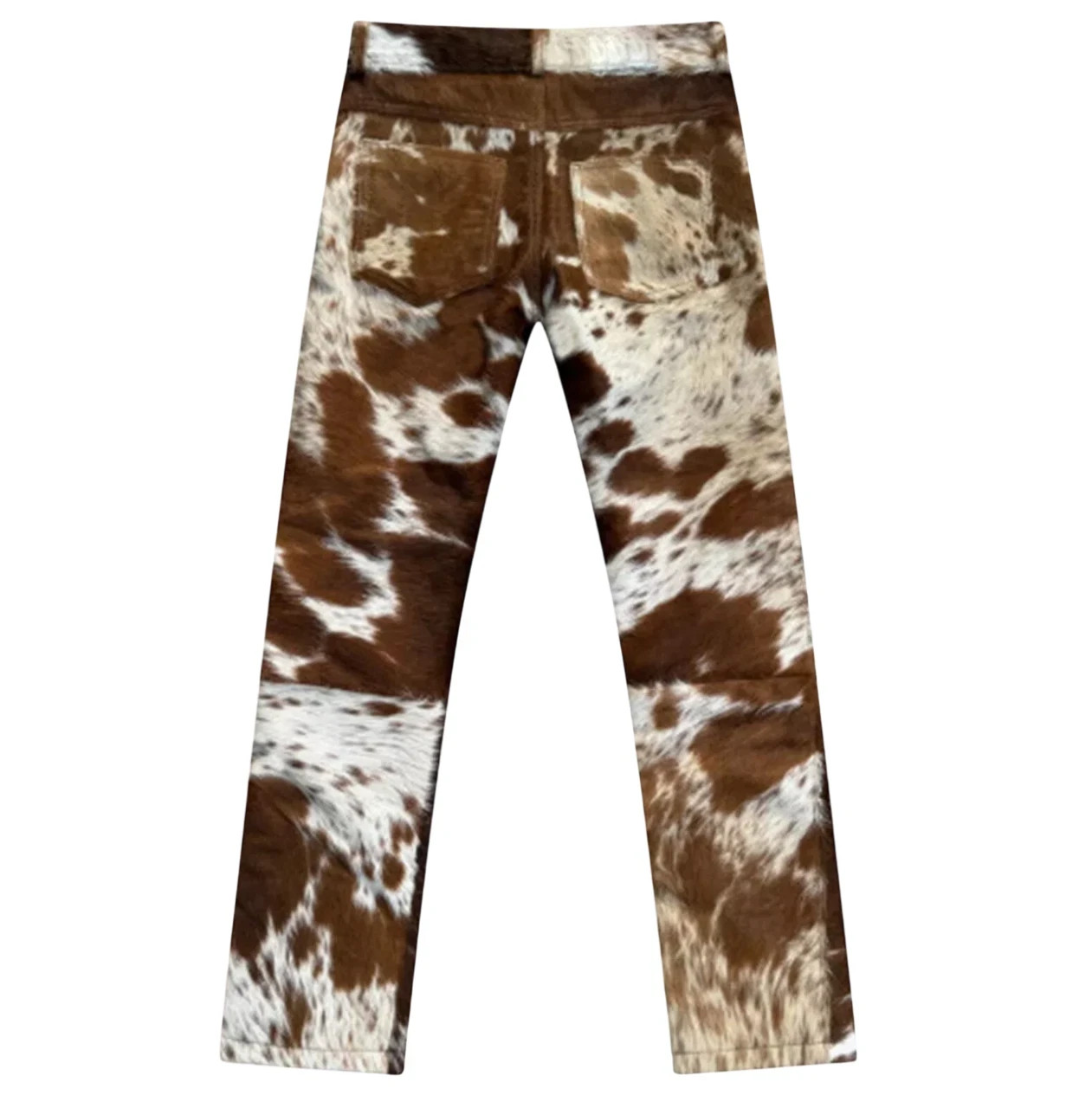 Men’s Real Cowhide Soft Leather Pants Western Pony Skin Hair-On Cowboy Style,NEW