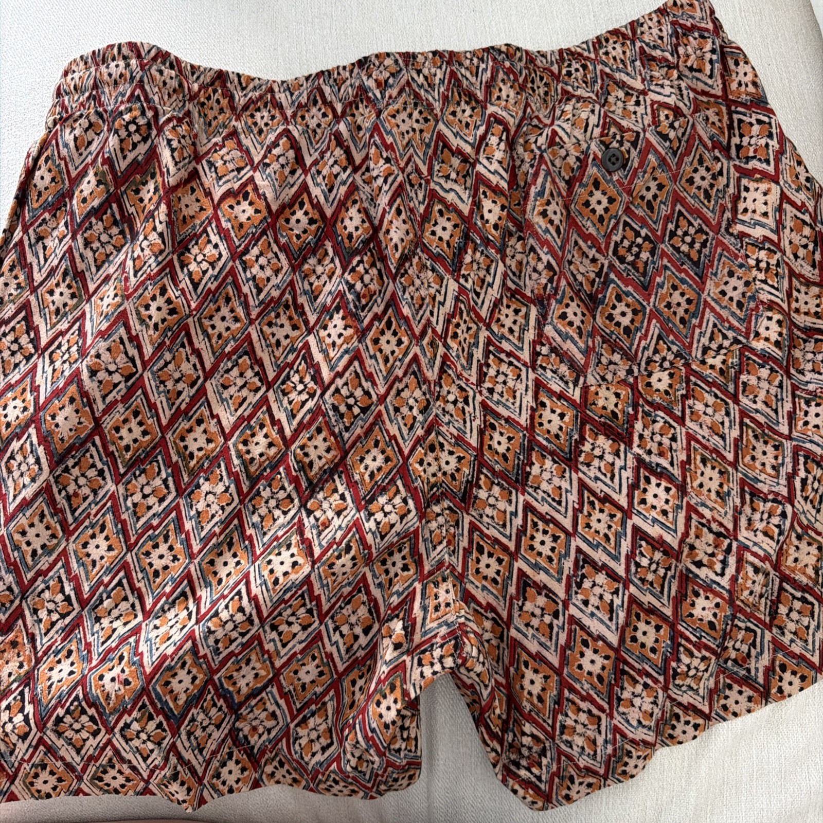 Todd Snyder Weekend Shorts 5″ Orange Diamond Kalamkari Print