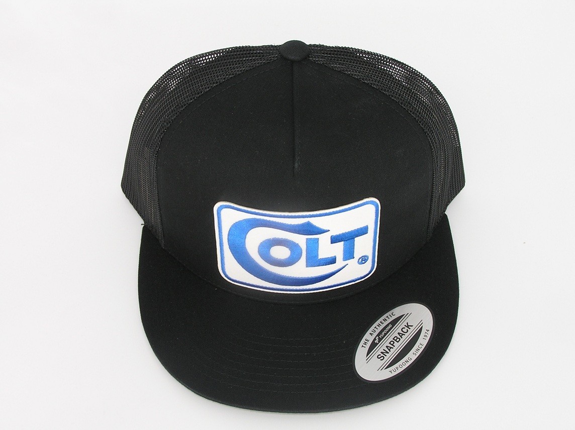 Colt Firearms Patch on Trucker Hat Yupoong Classic 6006 Snapback Black/Black