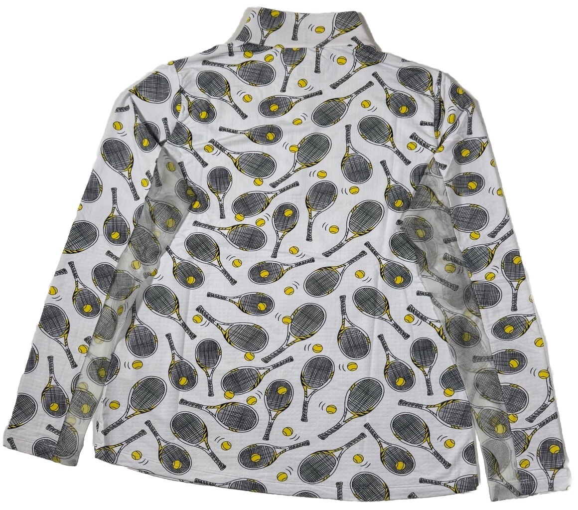 NWT IBKUL Golf Tennis Print 1/4 Zip Pullover Top XS S M L XL White Longsleeve I4
