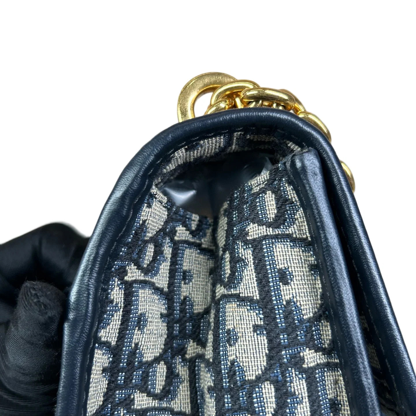 Dior 30 Montaigne Chain Flap Bag Beige Navy Black Oblique (dh072426e1r)