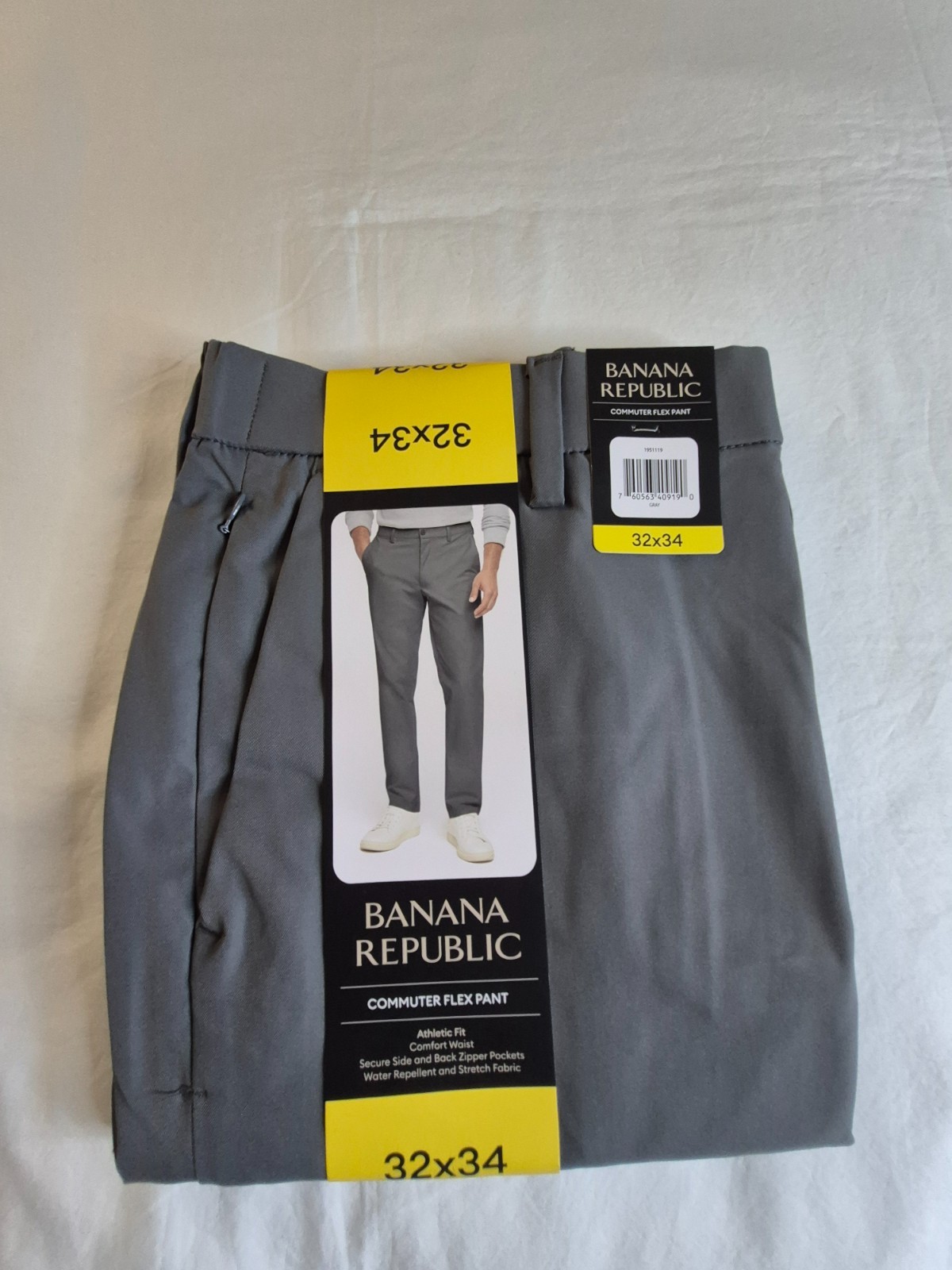 Banana Republic Men’s Commuter Pant Waistband Sits Below Waist Gray, 32×34, NWT