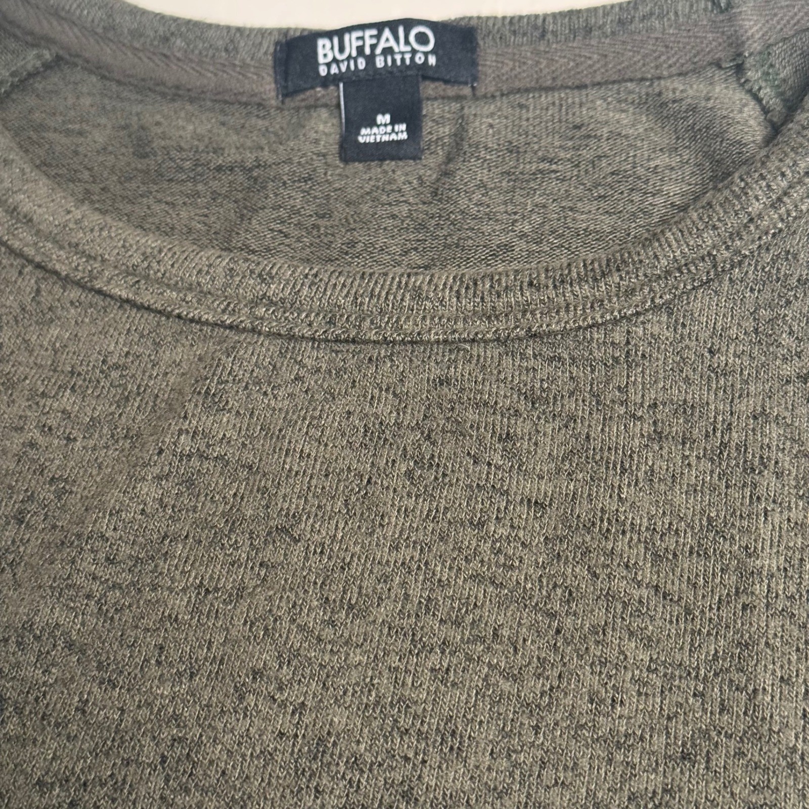 Buffalo David Bitton Womens Raglan Pullover Top Olive Green Marl Size M 0258