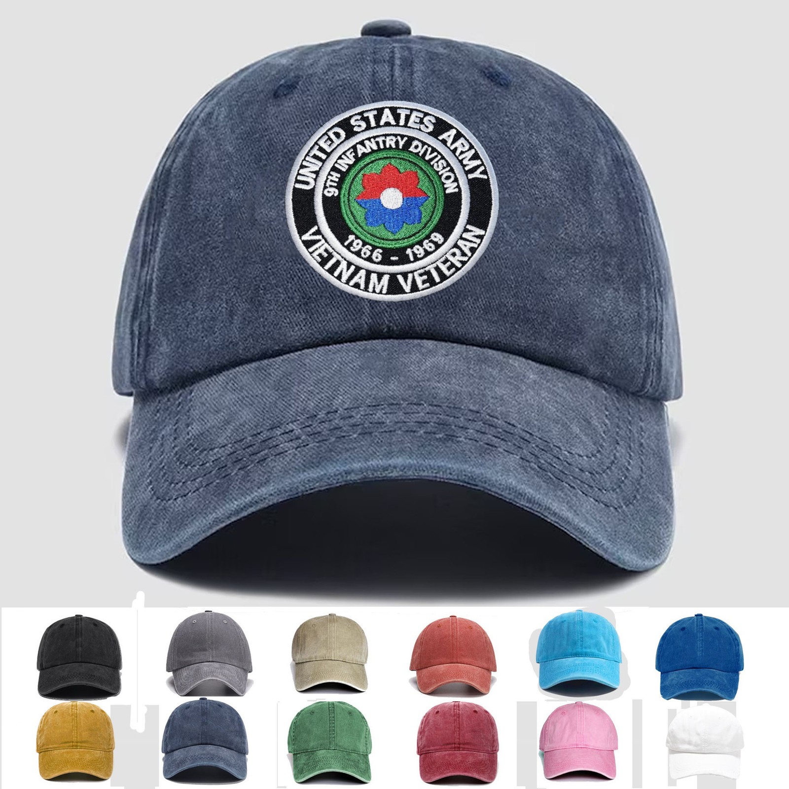 Custom Embroidered Hat US Army 9th Infantry Division 1966-1969 Vietnam Veteran