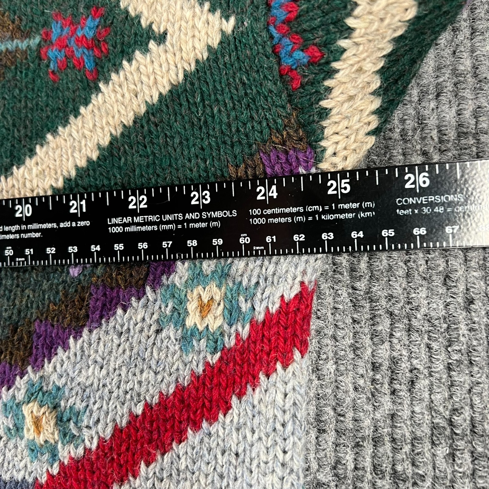 Woolrich Sweater Mens Large Geometric Long Sleeve Crew Handknit Casual Vintage