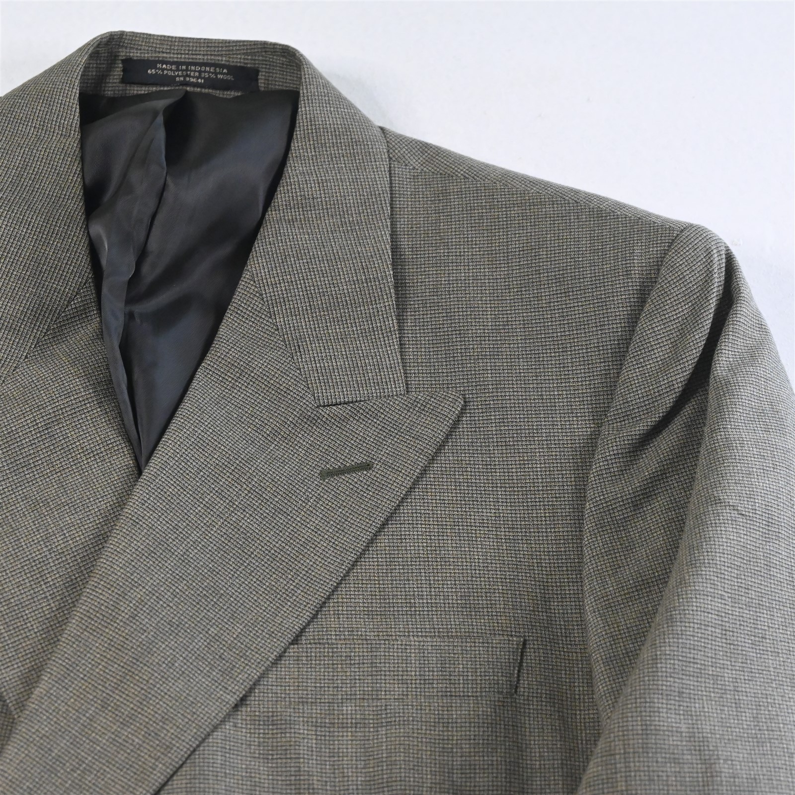 Vtg Mens Double Breasted 40L 32×34 Brown Check Wool Mens Jacket Pants Suit