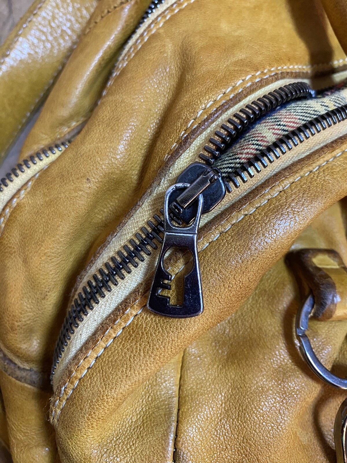 Benheart Sissi Custom Single Handle Italian Leather Purse Buffalo Plaid Lining