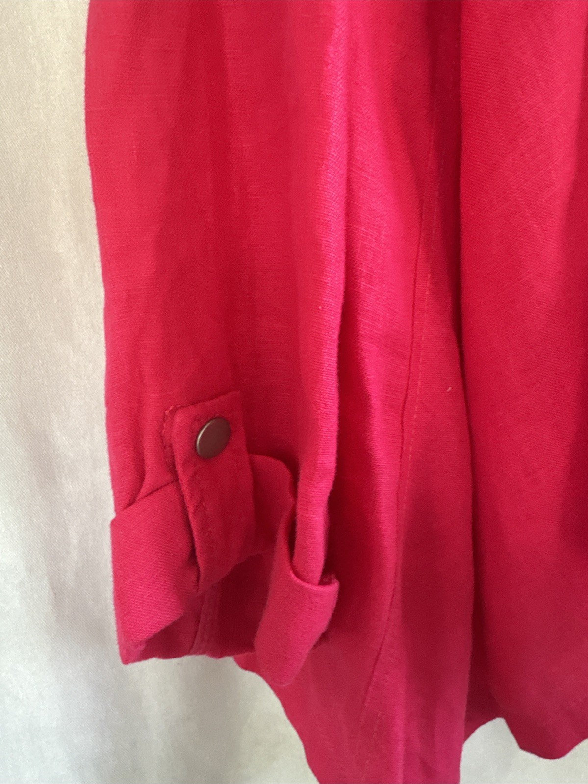 Chicos Pretty In Pink 100% Linen Jacket 2 M L Open No Closure