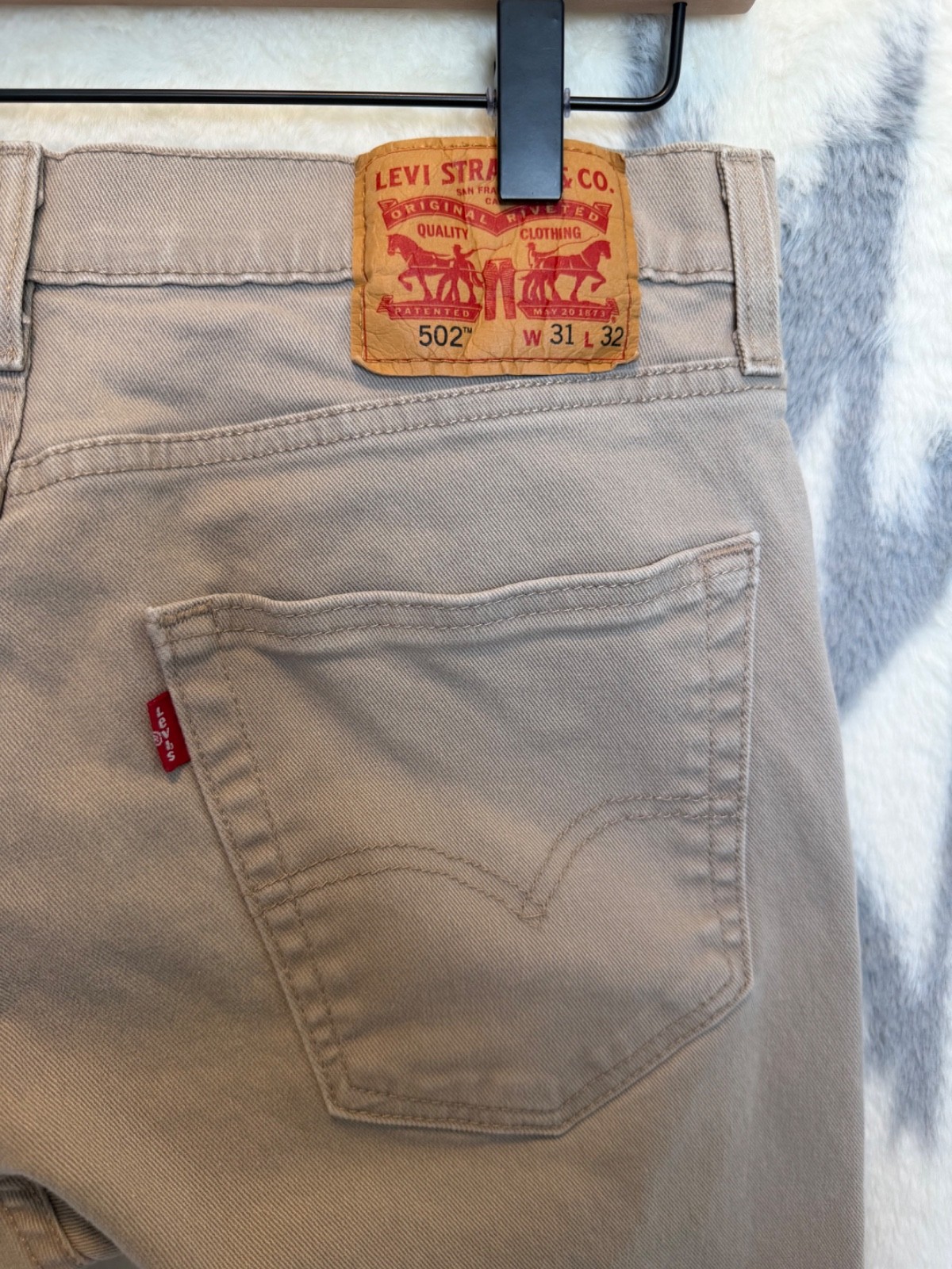 Levi’s 502 Men’s 31×32 Khaki Taper Stretch Jeans Casual Denim Pants