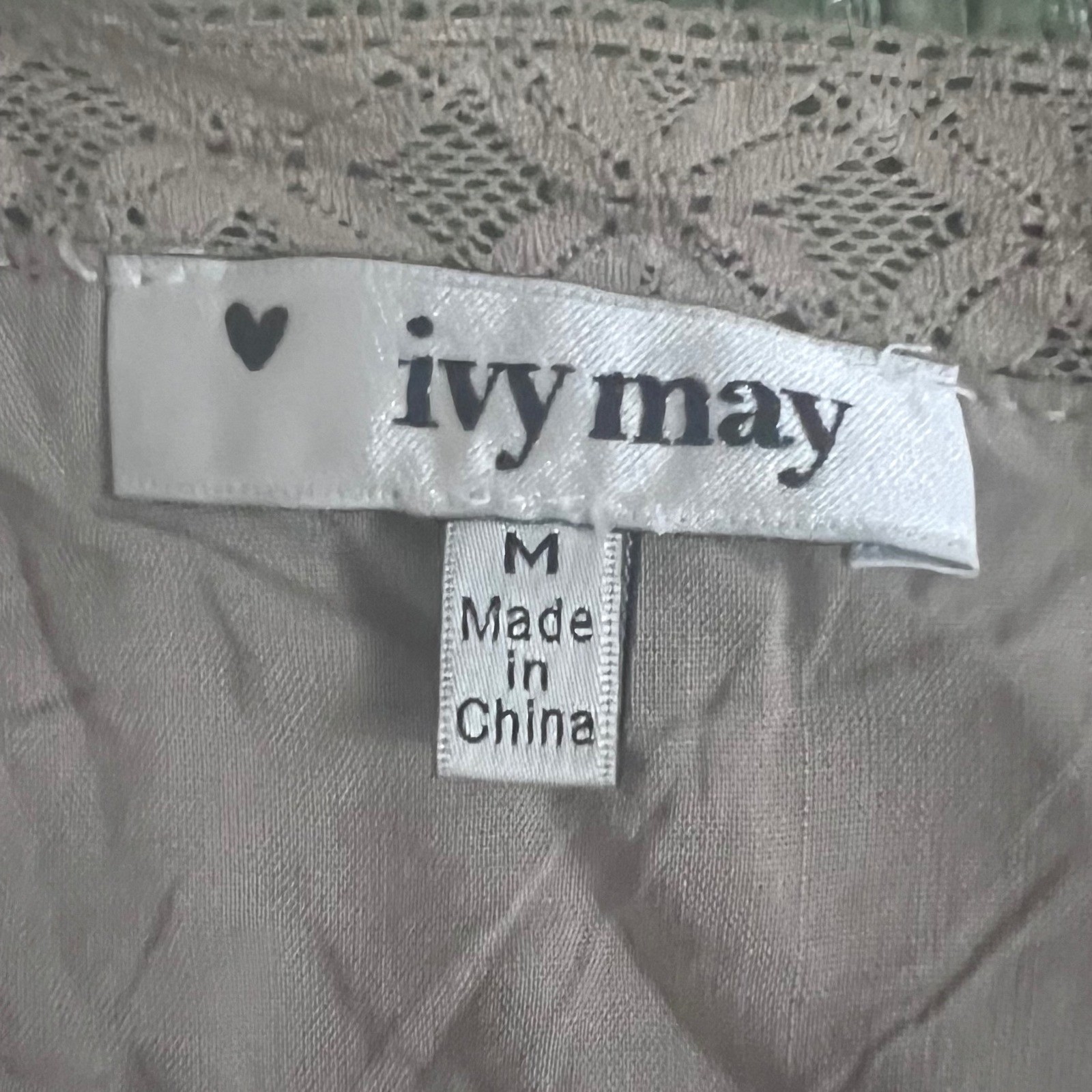 Ivy May Boho Beach Flowy Beige Floral Embroidered Lace Trim Halter Peplum NWT M