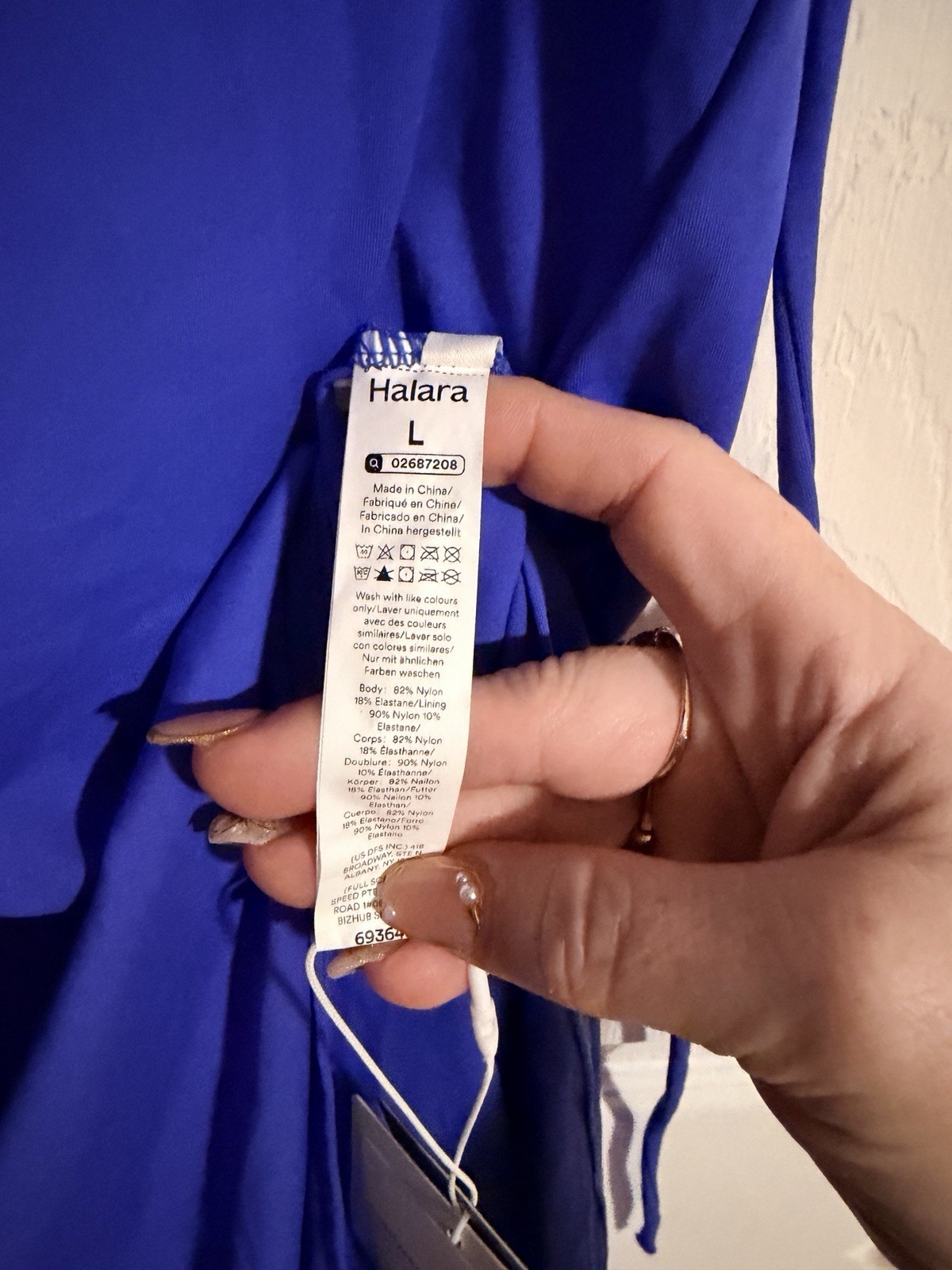 Halara Blue Midi Slip Dress L Square Neck Strappy Tie Back Stretch