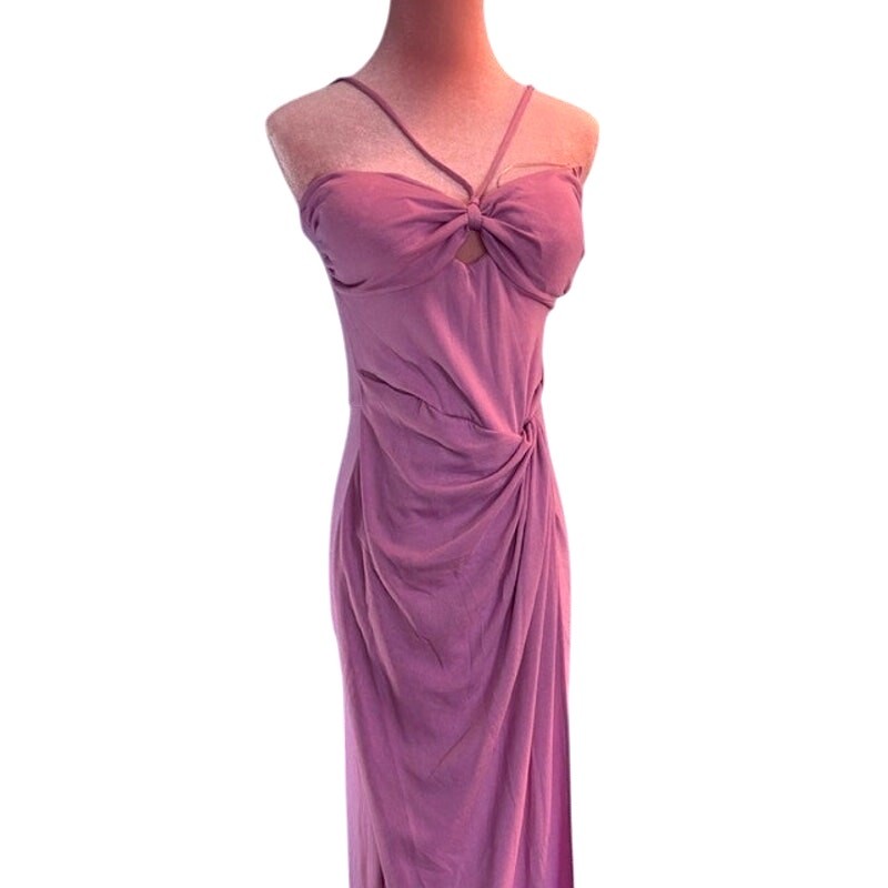 NWT L Space Maxi Dress Bandeau Top Keyhole Spaghetti Strap Orchid Ruched Slit M