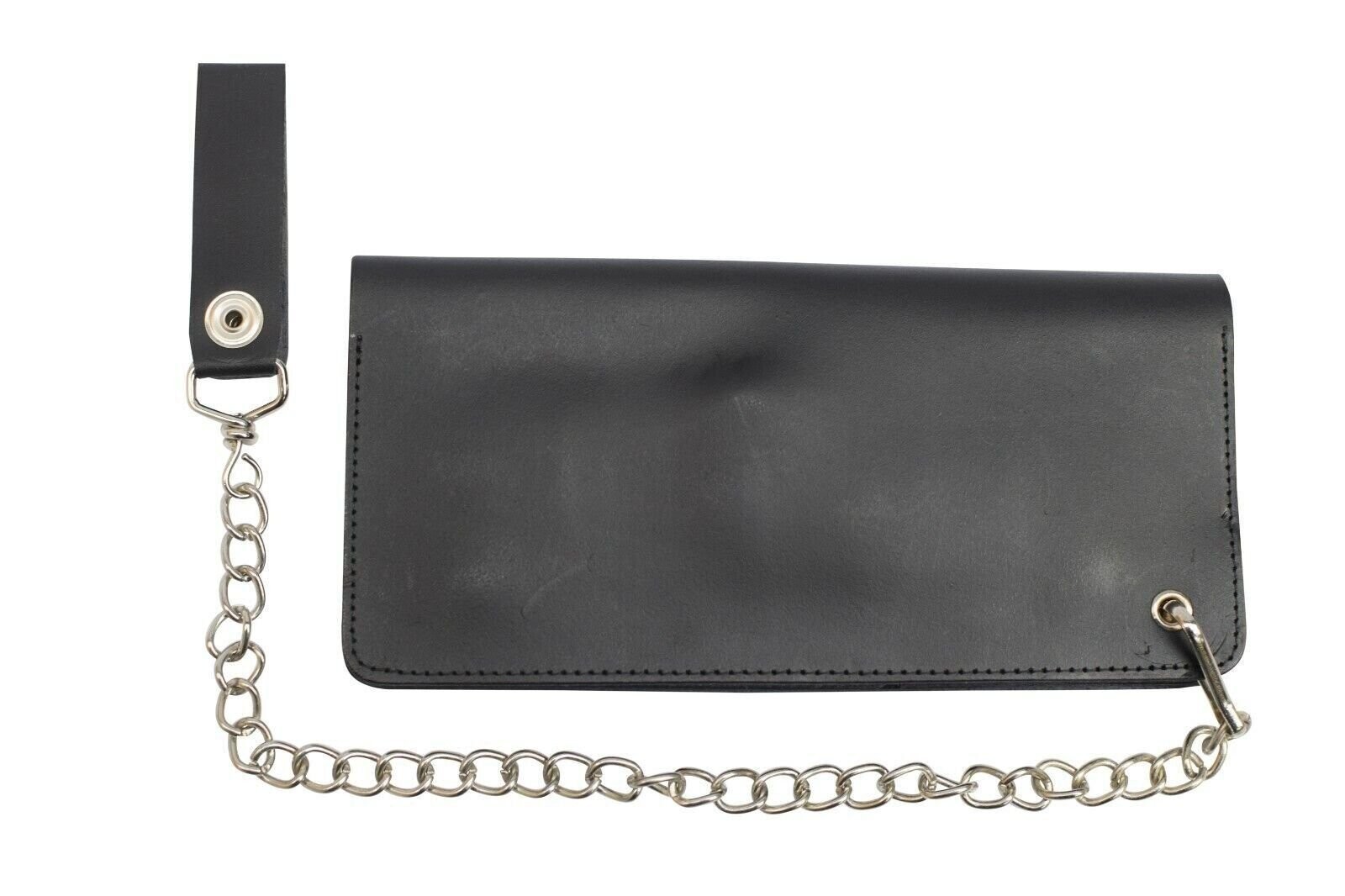 Marshal Leather Men Large Eagle Wallet with Chain Biker Trucker Black