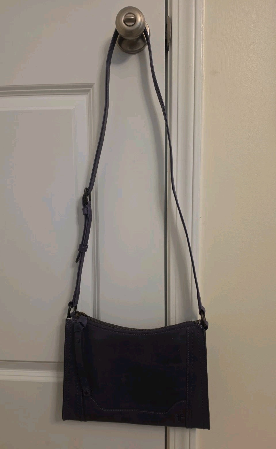 ​Frye Melissa Eggplant Purple Leather Top Zip Crossbody Bag Purse NWOT W/…