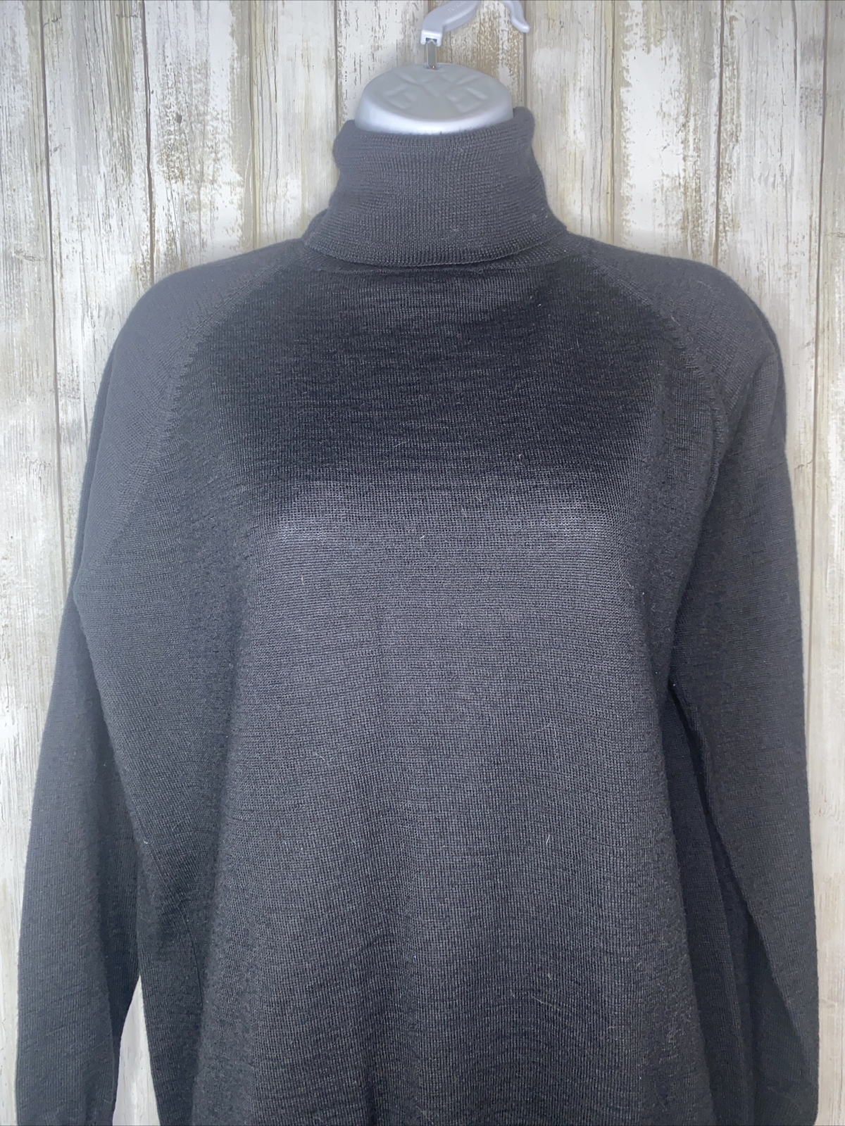 Deborah Laus Sportswear Vintage Acrylic & Wool Blend Black Turtleneck Size Large