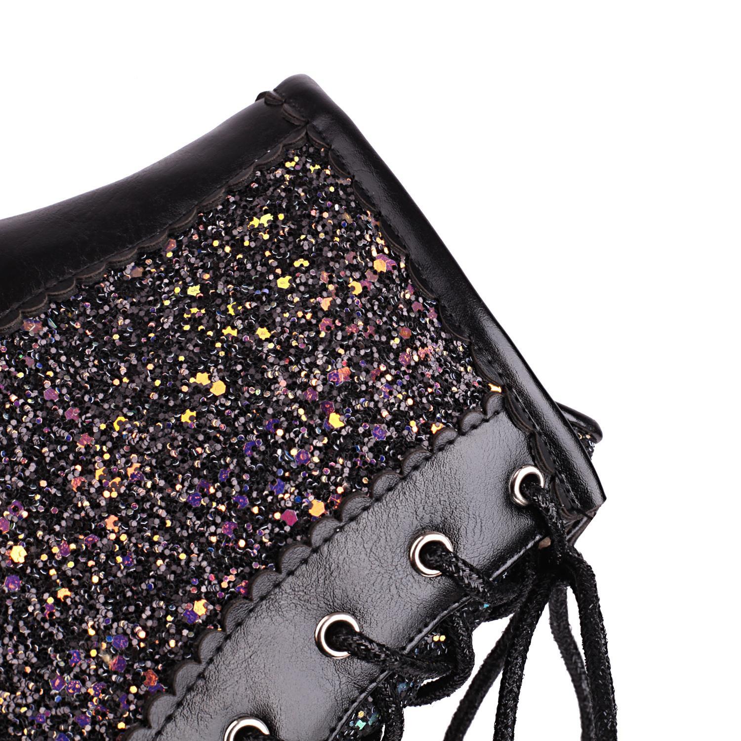 Ankle Boots High Heel Glitter Sequin Shiny Leather Platform Women’s Shoes Stage