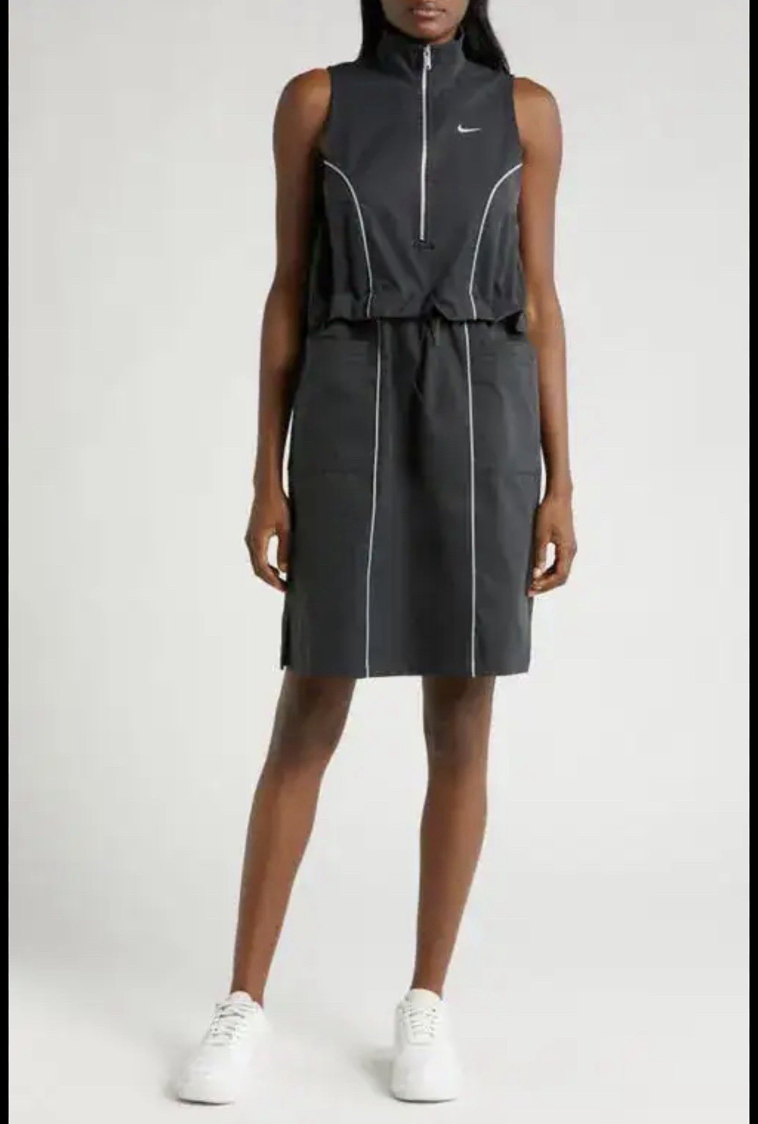NWT NIKE Street Sleeveless Active Dress Zip Front Above Knee Black Small 4-6 $80