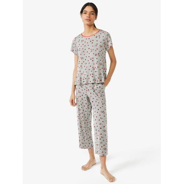 New Joyspun Women’s Scallop Trim Top and Capri Pant Sleep 2 piece Sets XL