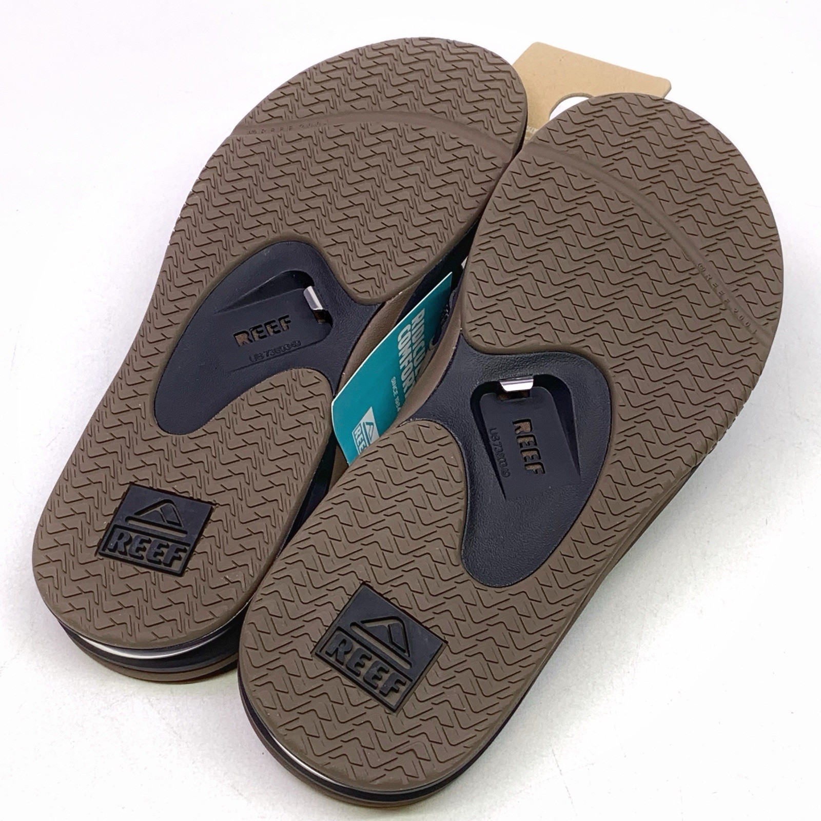 REEF Fanning Flip-Flop Sandals & Sole Bottle Opener Black/Tan Men’s Size 8 NEW