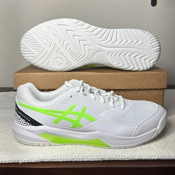 ASICS Gel-Dedicate 8 Pickleball White-Lime Burst Men’s Sneakers 11.5 (New)
