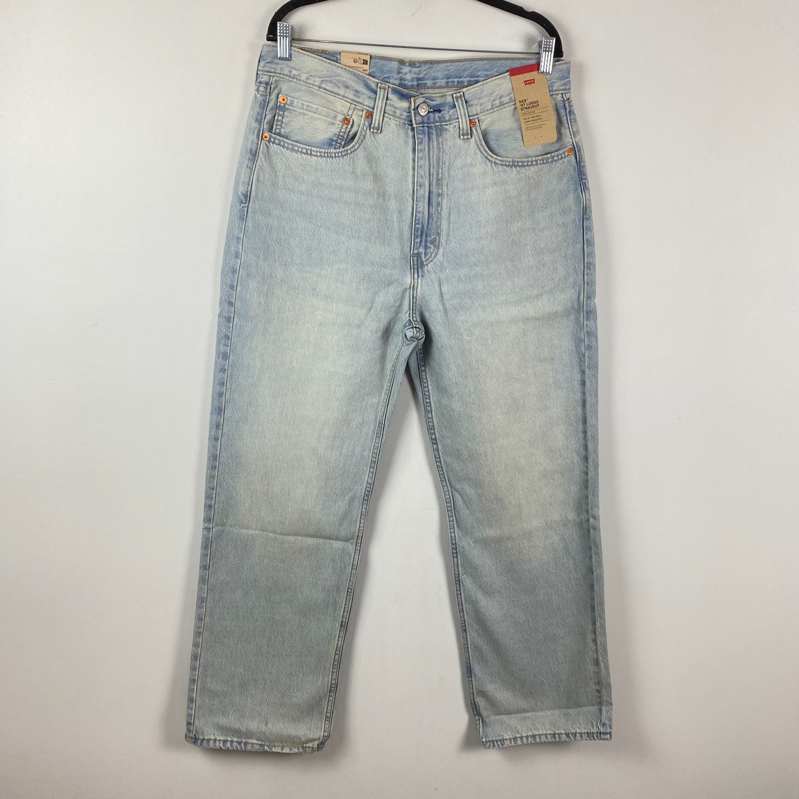 Levis 565 Jeans Mens 34×32 Loose Straight Leg Fit 100% Cotton Denim Light Wash