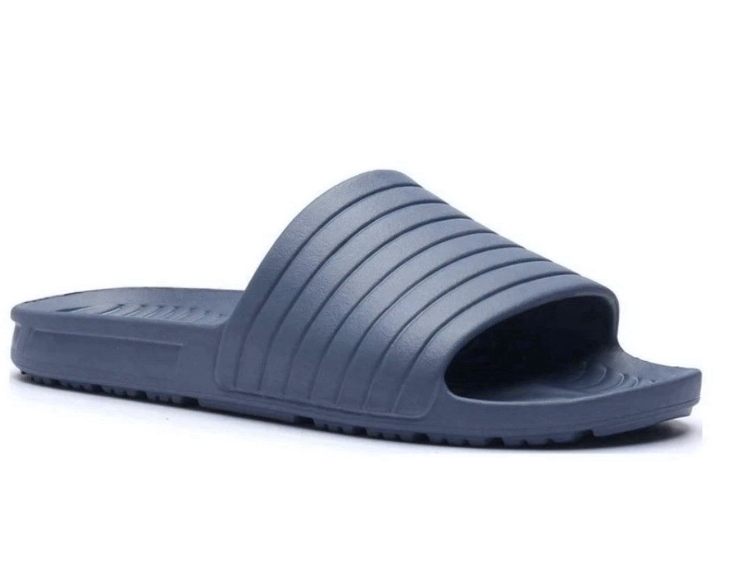 ATHLETIC WORKS Men’s Size 12 EVA Tunnel Slide Sandals Lightweight Slip On Slate