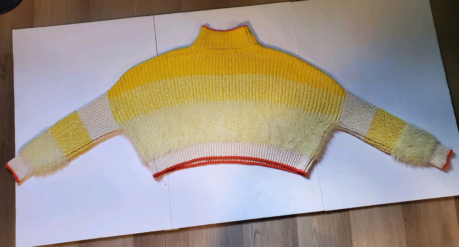 Free People Sunbright Sweater Yellow Colorful Fuzzy Sz M