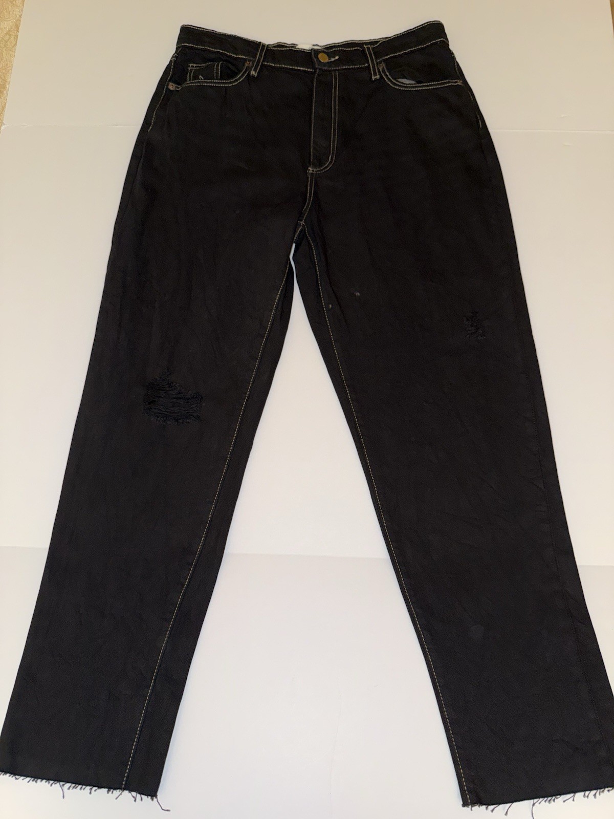 Universal Thread Women 10 Denim Jeans Black Casual Preppy Cotton Blend Flaws NEW