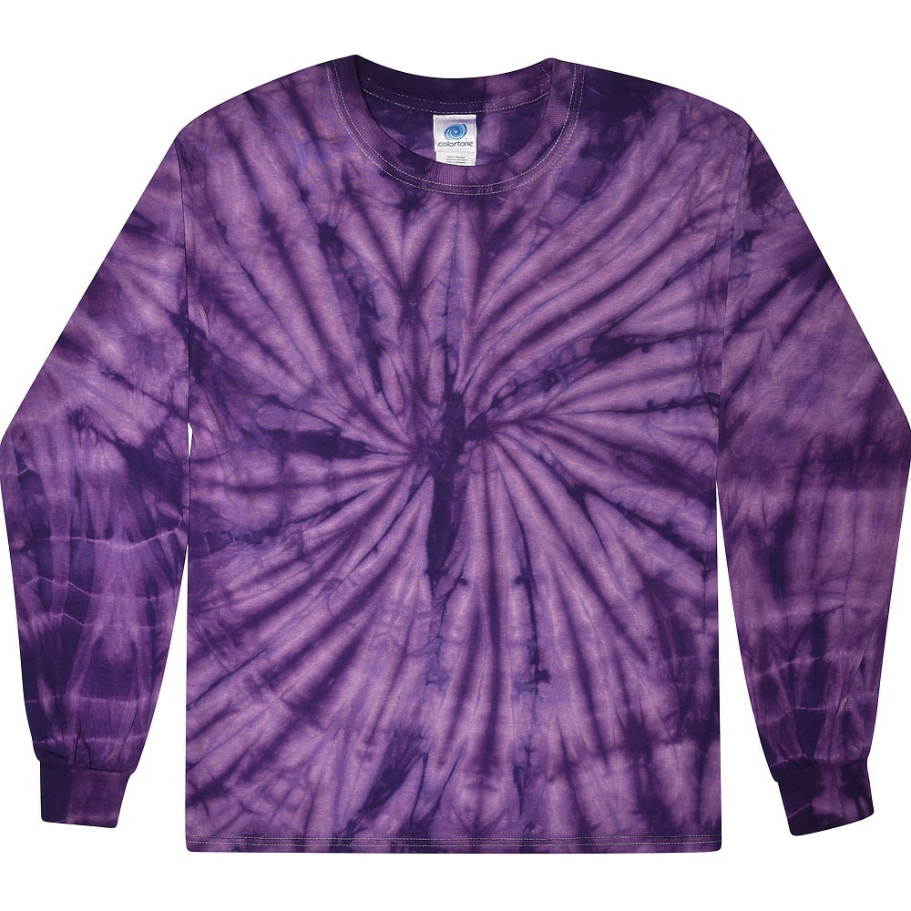Long Sleeve Tie Dye T-Shirts Multicolor Adults & Kids Size Cotton Colortone