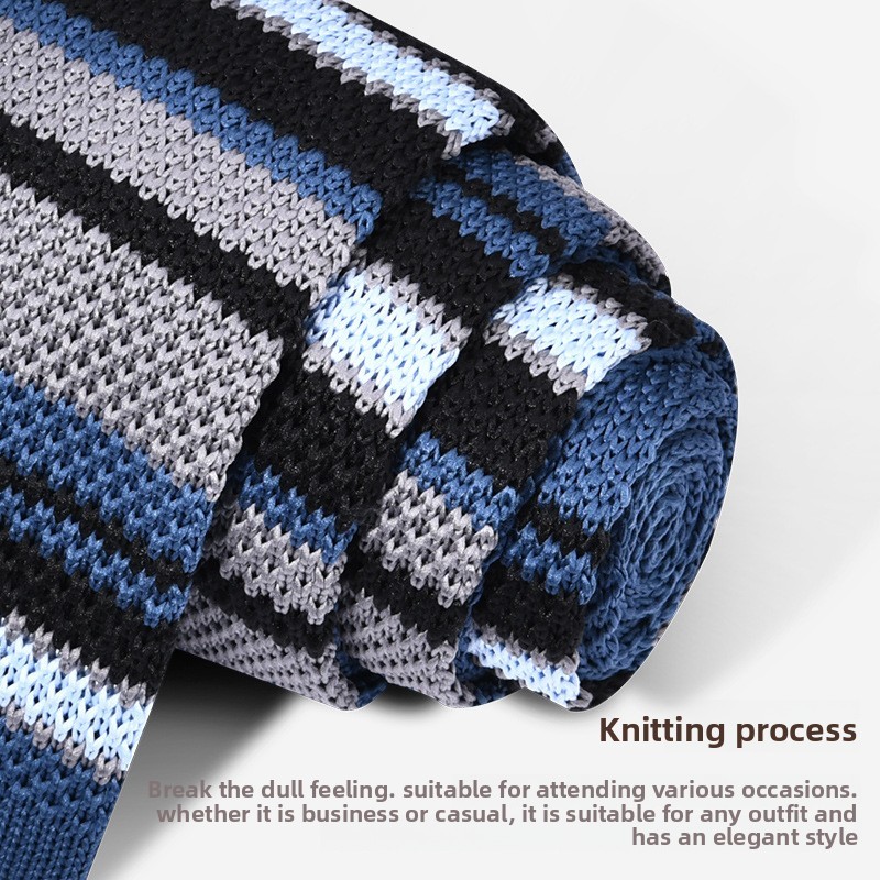 Knitted Tie Men’s Casual Stripe Necktie Party Groom Gentleman Modern Woven Gift