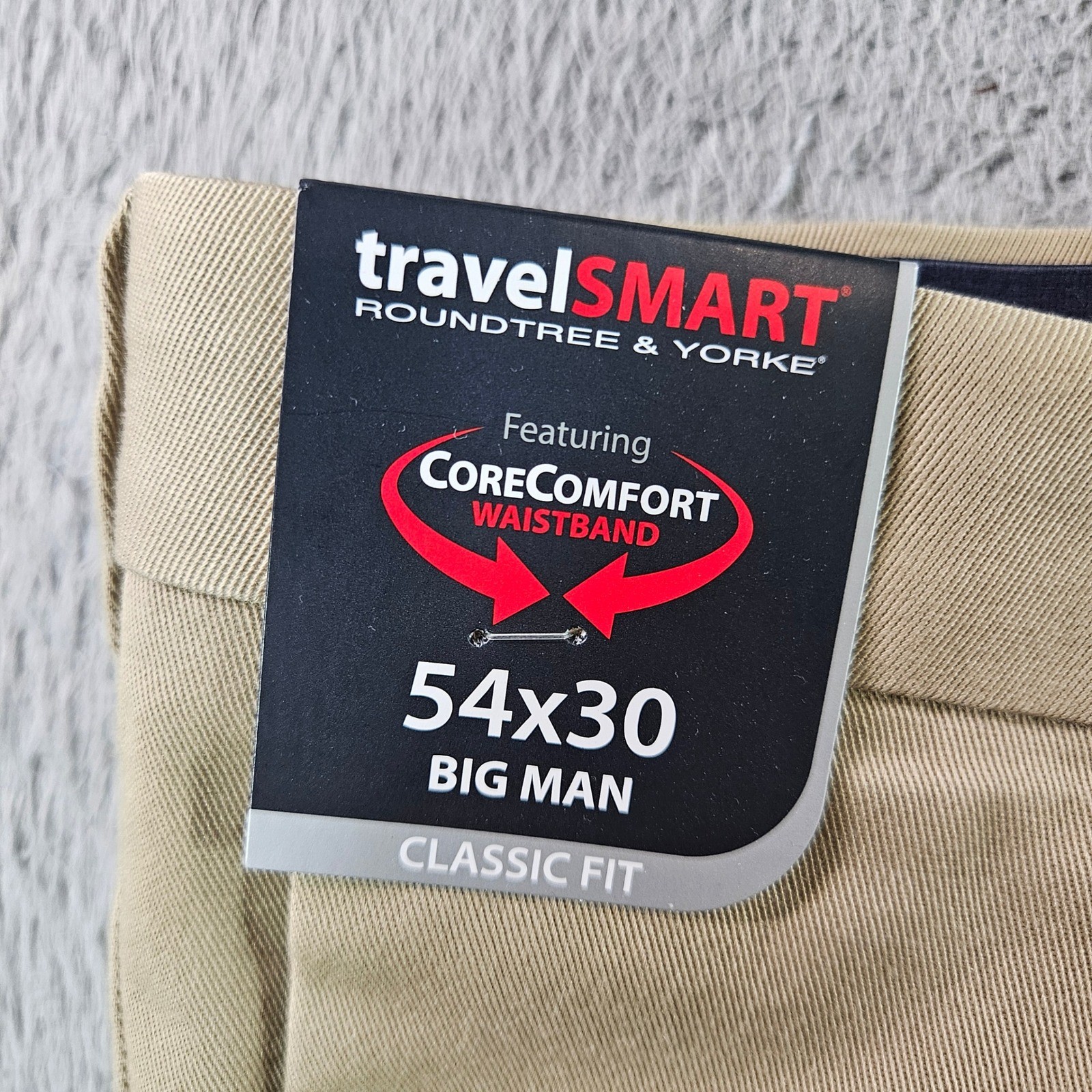 Roundtree & Yorke TravelSmart Pleated Khaki Pants Mens 54×30 Big Man NEW NWT