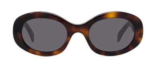Celine Triomphe CL40194U 53A Shiny Havana/Smoke Oval Women’s Sunglasses