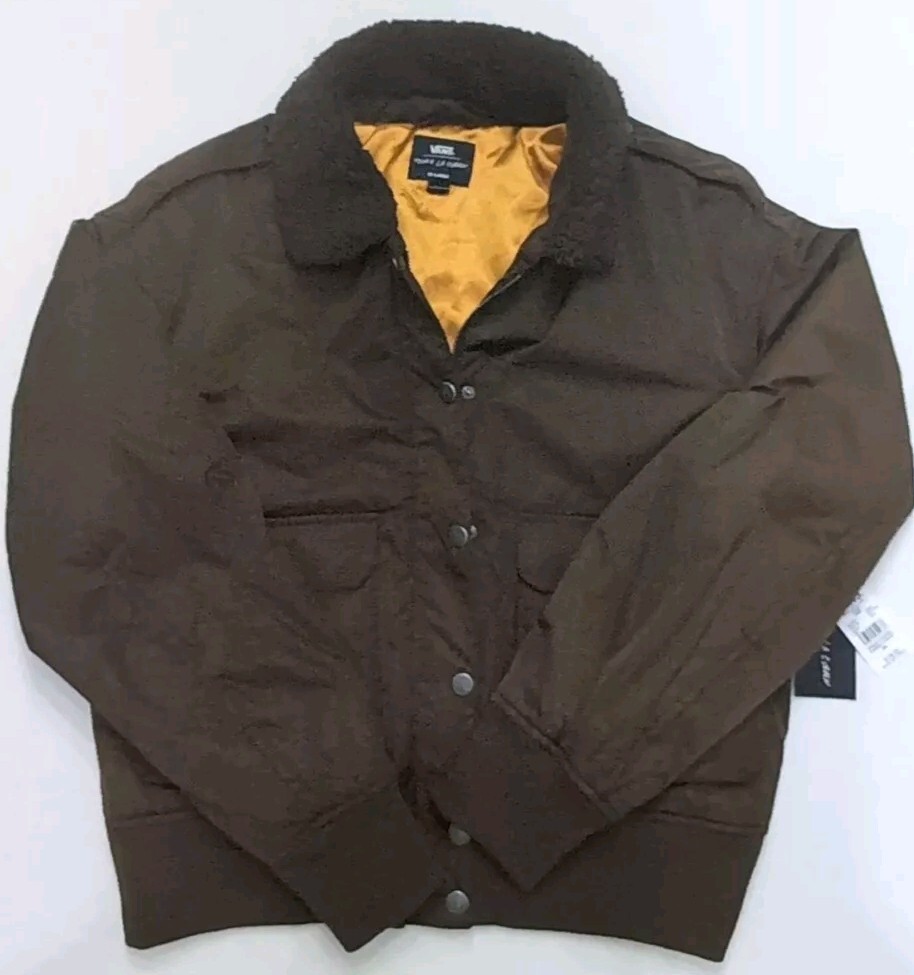 Vans Bomber Jacket Satin Lined LA Curren x Knost Fur Collar XL Women’s New NWT