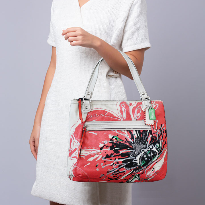 NWT COACH 19029 Poppy Multi Floral Embroidery Sequins Shoulder Tote Bag NEW