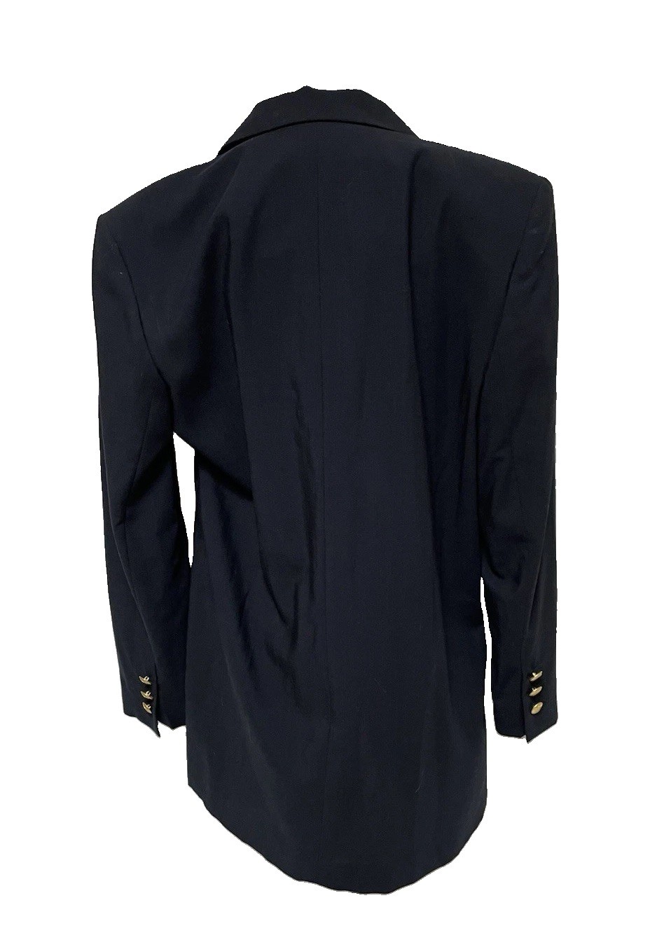 Escada Blazer 38 Fits 12 Italian Made Lightweight Wool Navy Gold Buttons Jacket