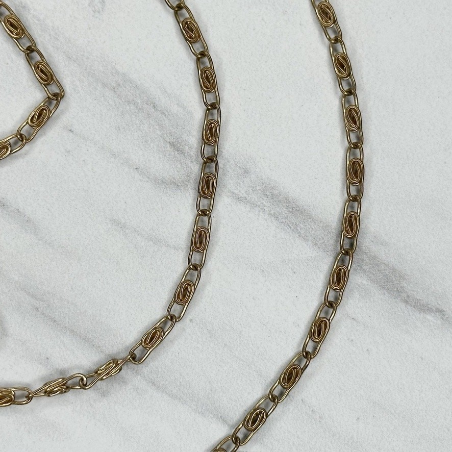 Skinny Gold Tone Swirl Chain Link Purse Handbag Replacement Strap 47″