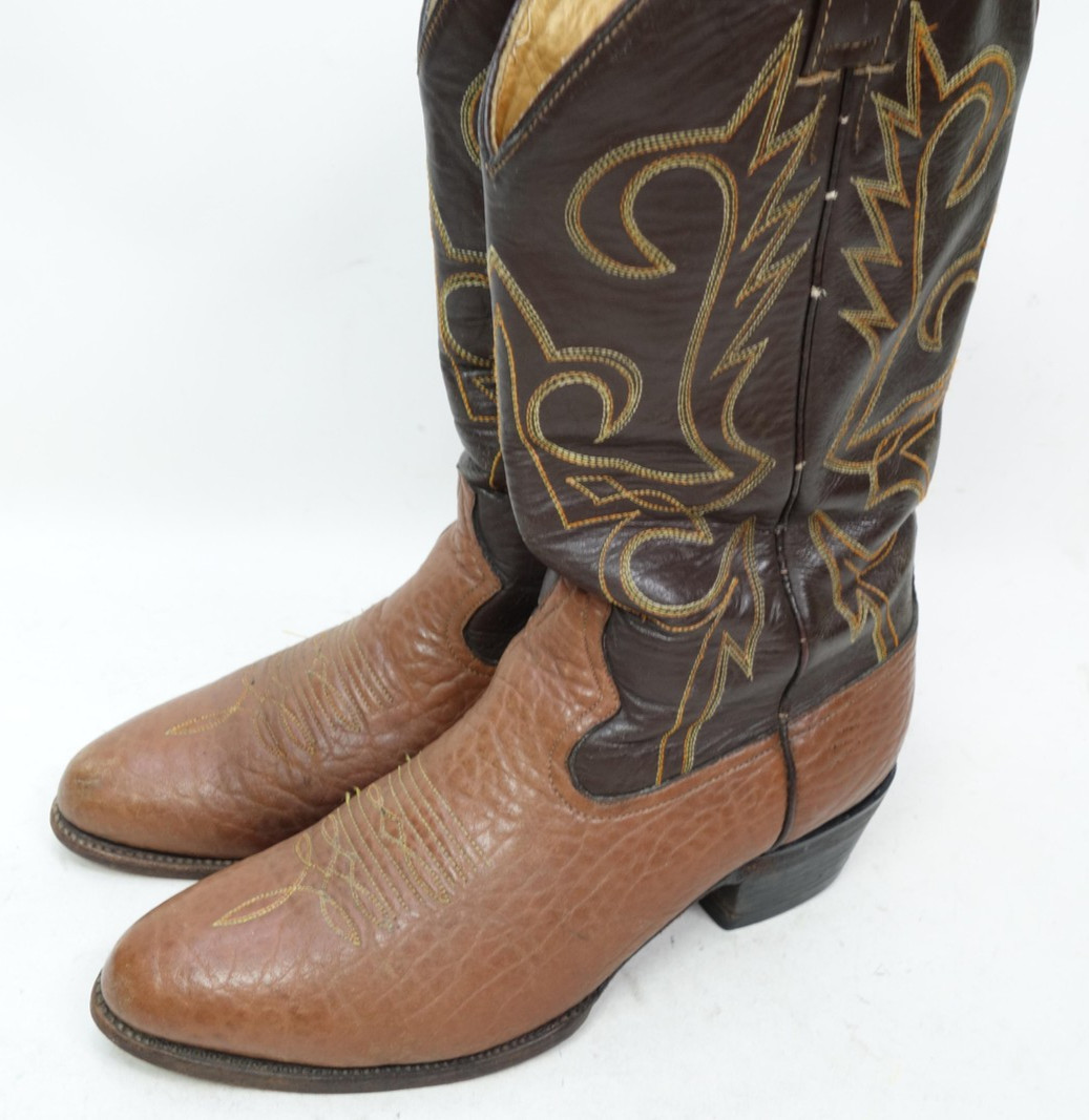 Sheplers Boots Mens Size 10 D Brown Bullhide Leather Western Cowboy
