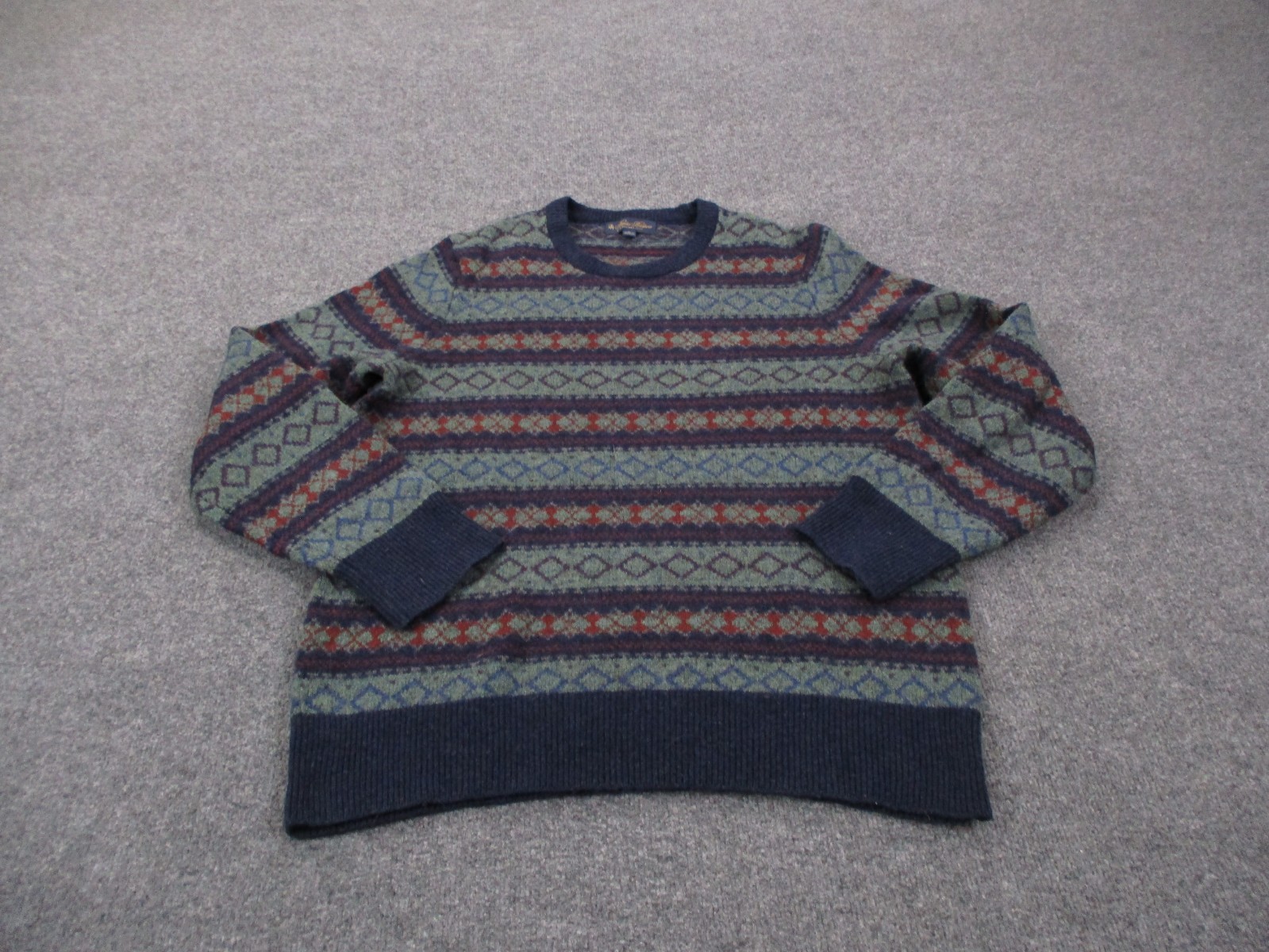 Brooks Brothers Sweater Mens L Lambs Wool Fair Isle Preppy Pullover Argyle