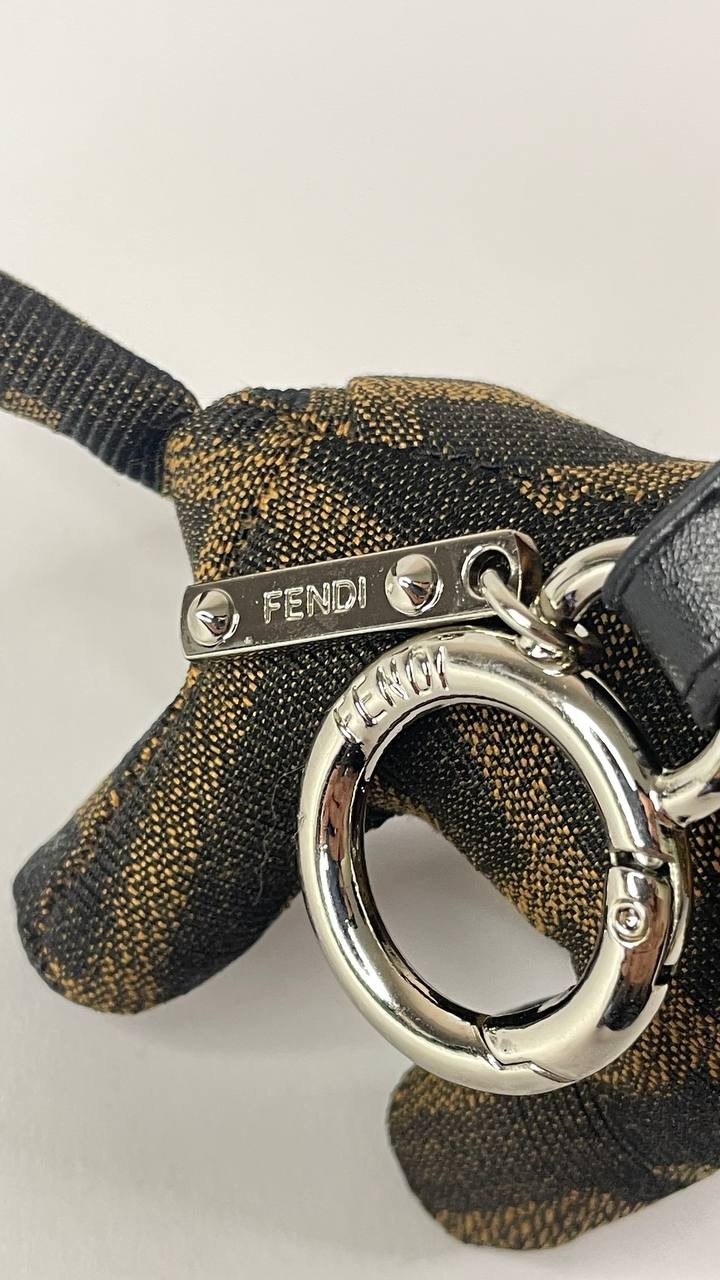 Fendi FF Monogram Dog Keychain Bag Charm Puppy