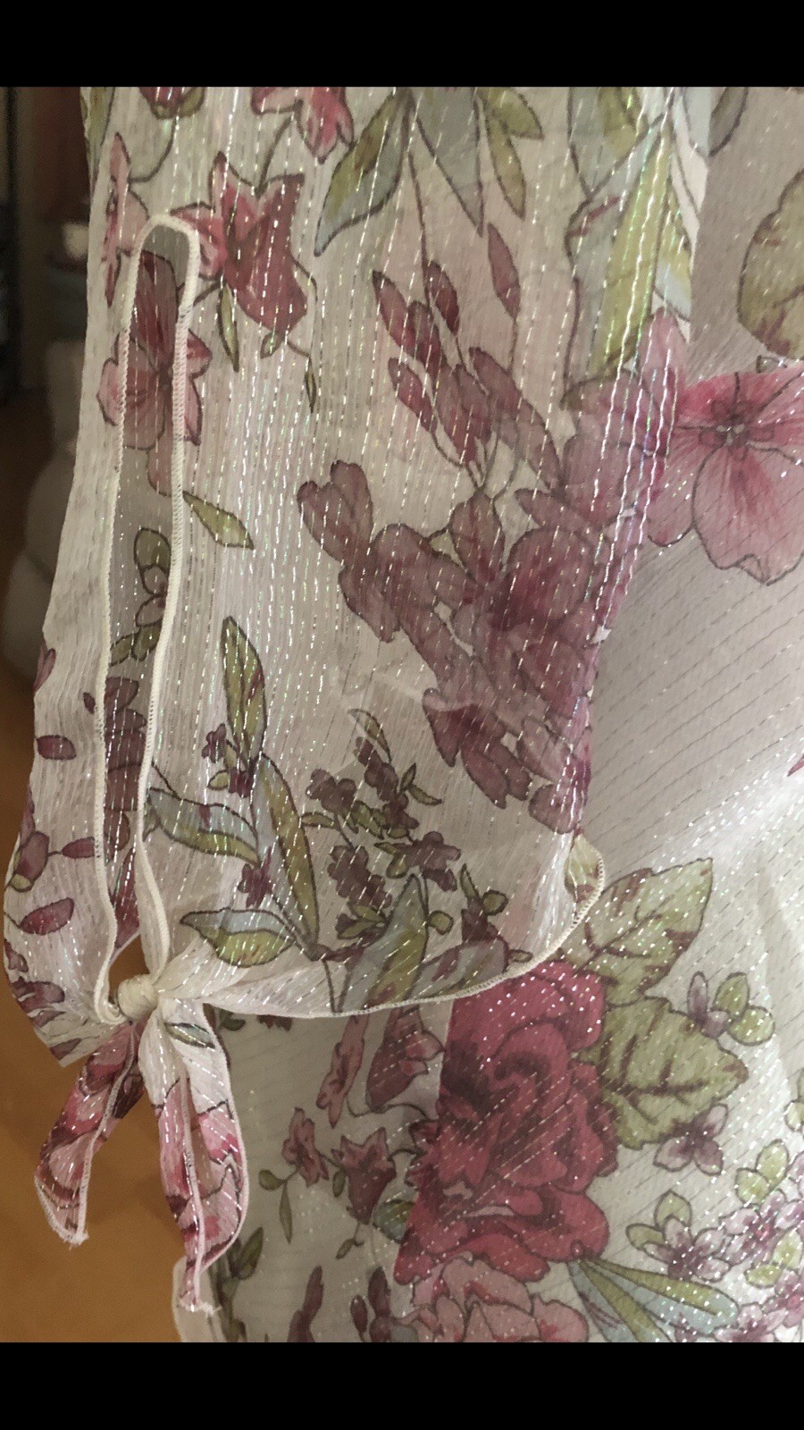 VTG Karen Kane Cami Tunic Top Silk Sheer Floral Shimmer Fairy NWT $108 Size 12