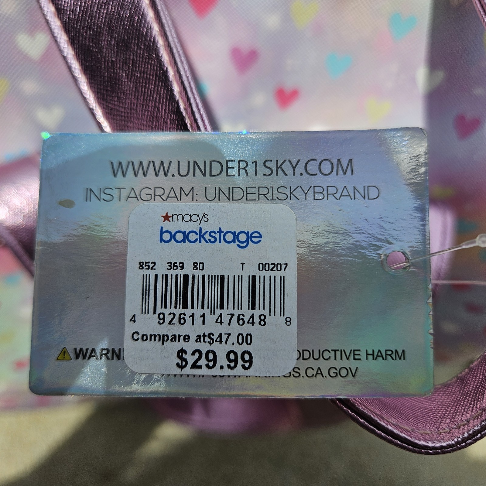 Under One Sky Kids Unicorn Hearts Weekender Duffel Overnight Bag with Tags