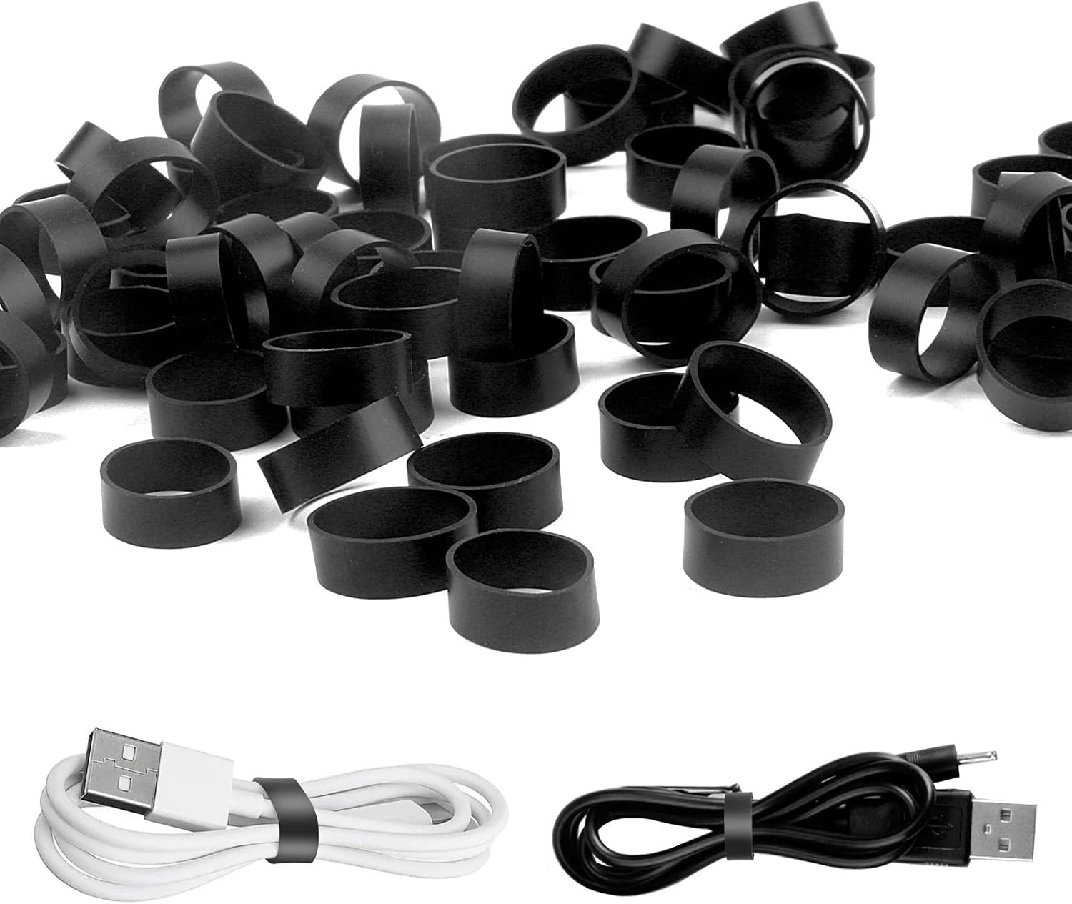 100 PCS Silicone Rubber Bands, 0.5 Inch Small Black Elastic Rubber Bands Strong